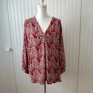 Alex & Lili White with red flowers long sleeve blouse Size 2X